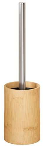 Yorbay WC-Bürstenhalter Bambus mit Toilettenbürste, Wechselbarer Bürstenkopf, Toilettenbürste aus Kunststoff in Edelstahl-Optik Freistehend, Natur