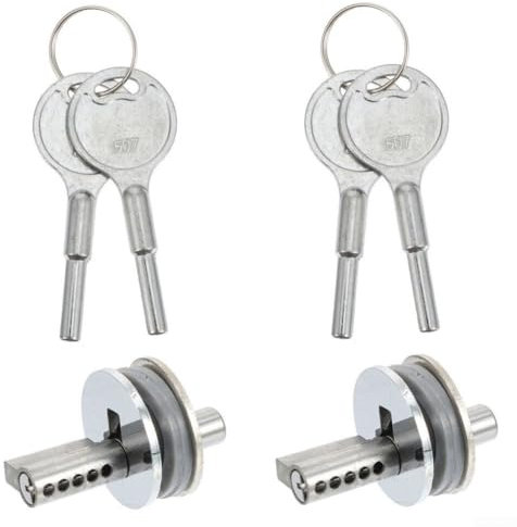 Zilimontt Vitrinen-Glastürschloss, Schiebe-Sicherheitsschloss mit Schlüsseln für Schmuck, Schrank, Theke, Vitrine, Zinklegierung, Beschläge, 3–6 mm dickes Glas (2 Stück)