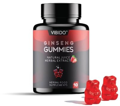 VIBIDO 500mg Gummy | Extra Strength Gummies, Stamina Endurance Booster Supplement | 10 Ginseng Gummy