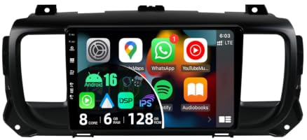 BXLIYER - [6G+128G, Octa-Core] - Autoradio für Citroën Jumpy 3/Peugeot Expert/Toyota Proace 2016-2021 Android 16 GPS Navi Radio Carplay/Android Auto - Kamera + MIC - 9 Zoll 2 Din