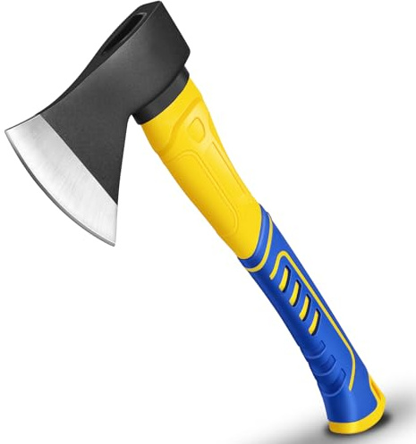 Professional Hatchet, 14 Wood Axe, Wood Splitter, Outdoor Camp Chopping Axe for Splitting and Kindling, Forged Steel Blade with Anti-Slip and Shock Reduction Handle Great Throwing Axes and Hand Axe