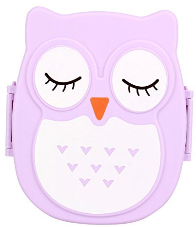 Brotdose Für Kinder Mit Cartoon Eule Tragbar Für Picknick Als Lunchbox Behälter 1050 Ml Purpur, Lebensmittelbehälter Für Kinder Erwachsene Studenten Kinder Verwenden Enthält Löffel Und Gabel