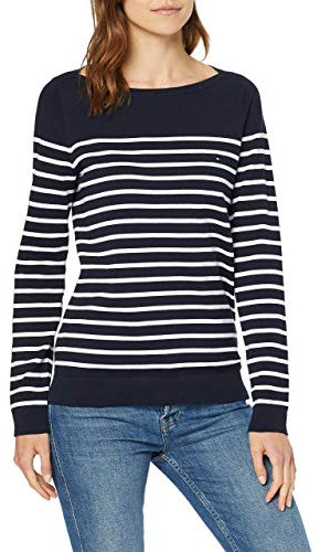 Tommy Hilfiger Pullover Donna Heritage Elegante, Blu (Midnight/Classic White), XS