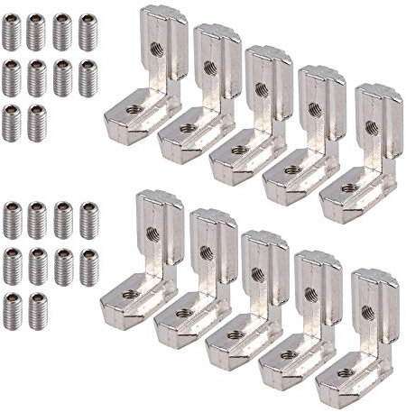 AUTOOUTLET 10PCS Profilé en Aluminium à Fente en T 8 EU-4040 - Connecteur de Coin Intérieur en Alliage de Zinc - Supports en Forme de L 90° - Equerres Intérieures Rainuré