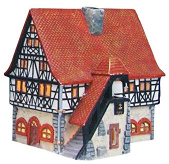 Rathaus in Schifferstadt aus Porzellan – Windlicht Lichthaus Miniatur-Modell – B12 x T16 x H16 cm - detailgetreues Dekohaus Weihnachtsdorf Miniaturwelt Winterdeko Sammlerobjekt Weihnachtsdekoration