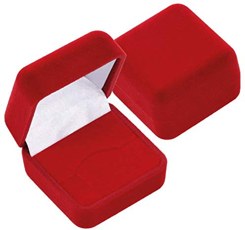 EYS JEWELRY Schmuck-Etui für Ring Ohrstecker Samt rot Ring-Box Schachtel Schatulle Geschenk-Verpackung