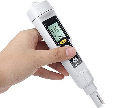 Cafopgrill Salzgehalt-Messgerät mit LED-LCD-Doppelanzeige, CT3081 Tragbares digitales Salzgehalt-Temperatur-Feuchtigkeitsmessgerät für Salzwasserpool