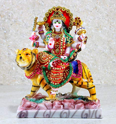 eSplanade Harz Maa Durga MATA Rani Murti Idol Statue Skulptur für Zuhause Mandir – Mehrfarbig (25,4 cm) - Decorative Pooja Idols
