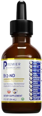 Premier Research Labs B12-ND - Vitamin B12 Liquid, B12 Vitamins, B12 Drops, B-12 Tincture with Methylcobalamin, Adenosylocobalamin, Hydroxcobalamin, 1000 mcg B12 Per Serving - 2 Fl Oz