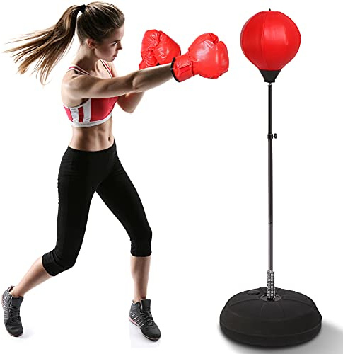 Punchingball-Ständer Höhenverstellbar 120-150cm, Stabiler Wasser/Sandfuß, Komplettset mit Boxhandschuhen, für Anfänger & Profis, Stressabbau & Fitness-Box-Training