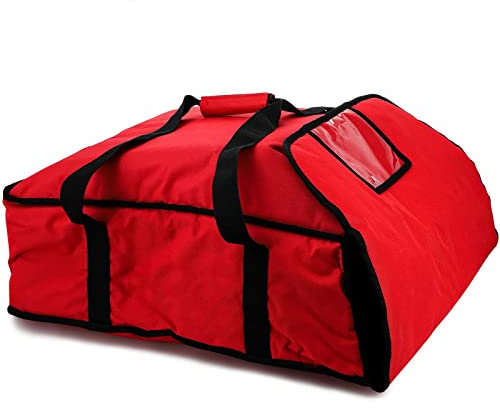 DEAYOU Large Pizza Warmer Bag, Professional Thermal Food Delivery Bag, Heavy Duty, Moisture Free, 59cm × 59cm × 20cm, Red