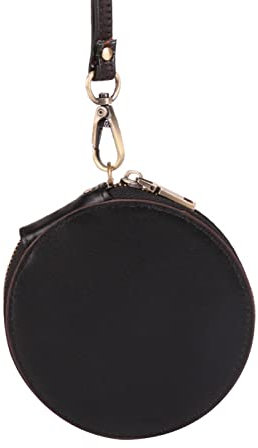 Adorable mini porte-monnaie rond en cuir de vachette pour femme - Super doux et résistant à l'usure - Pour la maison - Noir