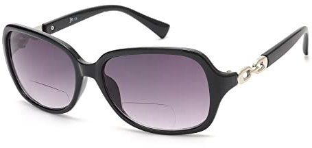 JM Bifokale Lesebrille für Damen Vintage-Lesebrille UV-Schutz für den Außenbereich Schwarz +2,0