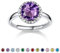 Bestyle Ring mit Lila Stein Damen Glänzender Runder Zirkonia Fingerring Silber 925 Verstellbarer Verlobungsring Amethyst Februar Mondstein Modeschmuck