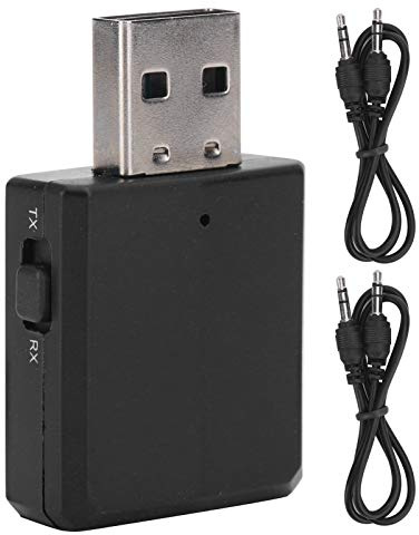 USB Soundkarte Bluetooth5.0 Audio Empfänger Sender, 10M/32.8ft Adapter mit ABS USB 5V Netzteil Bluetooth V5.0 EDR für Computer, Laptop, Heimstereoanlage, Headset(Schwarz)