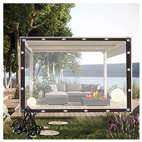 Rideau Pergola Extérieur Rideaux Jardin Bâche Transparente Housse Anti-UV, pour Carport, Balcon, Pergola Personnalisable (Color : Transparent, Size : 2.5x4m/8.25x13.2ft)
