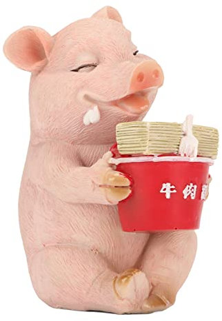 Pssopp Schwein Statue Harz Lustiges Schwein Figur Modell Deko Figur Weiß für Haus Hof Dekoration
