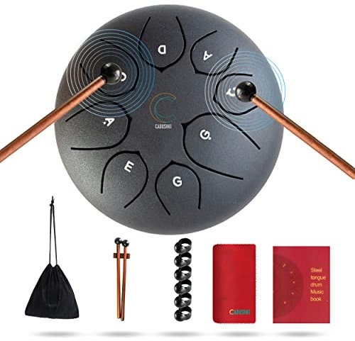 Cadushki Steel Tongue Drum,Percussion Instruments,Handpan Drum für Meditation, Entspannung, Heilung und ein einzigartiges Geschenk Erhöht die Achtsamkeit Tiefer Klang (15.2 cm 8 Noten Zungentrommel)