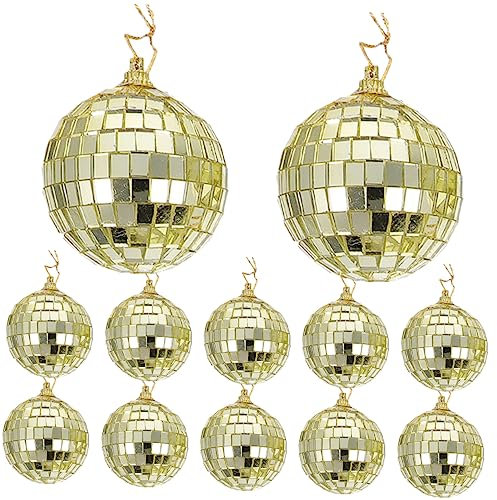 Artibetter 12 Stück Weihnachtsbaum-Dekorationskugeln Abschlussball-Dekorationen Mini-Spiegel Weihnachtsdekorationen Weihnachtsbaum-Anhänger Spiegel Disco-Kugel Spiegelkugel