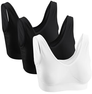 Basic Treasure 3er Set Damen Seamless Komfort BH, Bustier ohne Bügel, mit abnehmbare Polsterung, Nahtloser, gepolsterter und Soft BH (S, Schwarz/Weiß/Schwarz)
