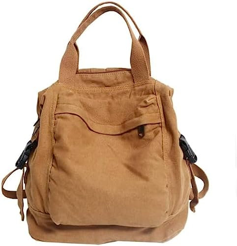 Volu Rucksack Damen Mode Leinwand Frauen Tasche Einfarbig Retro Kleiner Rucksack Weibliche College Schultasche Für Teenager Mädchen Tragbare Handtasche Rucksack,Khaki,28 X 14 X 30 Cm,Hilarious123