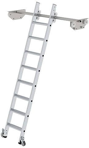 PROREGAL Stufen-Regalleiter fahrbar für Doppelregal 8 Stufen | Leiter, Teleskopleiter, Trittleiter, Bockleiter, Sprossen-Doppelleiter