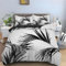 Parure de Lit 160x200 Feuilles Grises Housse de Couette 2 Personnes Plante Parure de Lit en Microfibre Confortable + 2 Taies d'oreillers 65x65cm avec Fermeture ÉClair