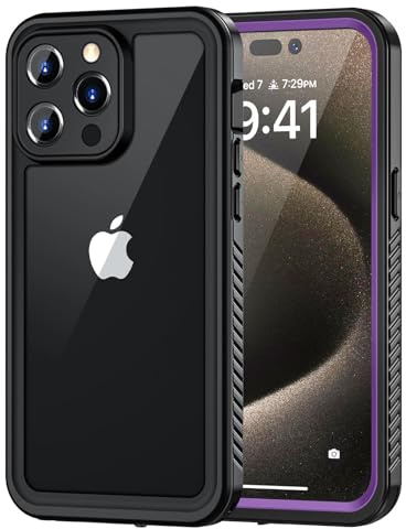 Lanhiem for iPhone 15 Pro Max Case, IP68 Waterproof Dustproof Shockproof 15 Pro Max Cases with Built-in Screen Protector, Full Sealed Protective Front and Back Cover for 15 Pro Max - 6.7 inch (Purple)