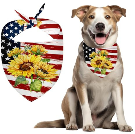Hundehalstuch mit amerikanischer Flagge, doppelseitiger Druck, waschbar, Dreieckstuch für Katzen, Hunde, verstellbarer Schal, niedliche Haustierhalstücher für große Hunde