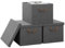 WOLTU Collapsible Storage Boxes Set of 3, Non-Woven Fabric Storage Boxes with Removable Lid, Handles, Metal Frame, 51L, Grey, 48x36x30cm, ABB04gbn-3-UK