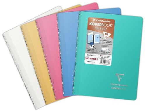 Clairefontaine 366741C Spiralbuch Koverbook A5 80 Blatt liniert sortiert
