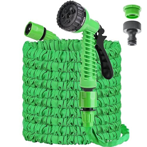 XIBALOM Tuyau d'arrosage Extensible 15M/50FT, Tuyau d'arrosage Flexible avec 7 Modes de Pulvérisation, anti-fuite, Convient pour le jardin, Lavage de Voiture (Vert)