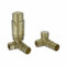 NRG Brushed Brass Corner Thermostatic Valve Bathroom Towel Rail Radiator Valves with Free Lockshield Valve