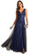 Ever-Pretty Abendkleider Langes Netz Pailletten V-Ausschnitt Hochzeitskleider Brautjungfernkleider Gästekleider Navy Blau 36