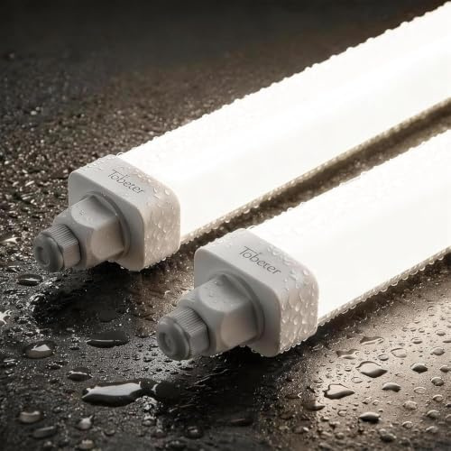 Tobeter 2 Pièces Neon LED 60 CM, 18W 1800LM Tube Lampe, Linkable Luminaire Plafonnier Reglette Led, Blanc Neutre 4000K IP65 Pour Garage, Cave, Atelier, Couloir