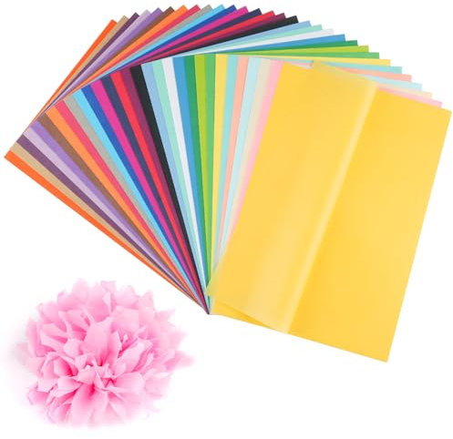Svalor Transparentpapier - 300 Blatt in 30 Farben, Seidenpapier A4, 14g/m², Bunt zum Basteln, für Papierblumen und Pompoms (20 × 29 cm)