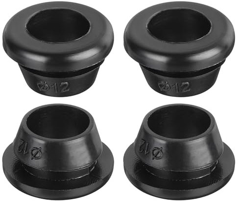QUARKZMAN 20pcs Pasacables de Goma, Anillo de Ojal 12x10mm (Montaje Diámetro*ID) Tapones Goma Arandelas para Proteger Alambre, Enchufe Cortafuegos, Protección de Cables, Negro