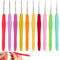 Caldamn Häkelnadel-Set: 10 Stück Ultrafeine Häkelnadeln 0.5-2.7mm mit Weichem Griff, Ideal für Spitze und Dünnes Garn, Multicolored, Kunststoff