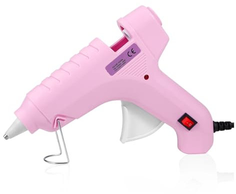 Pistola per colla a caldo per lavori artigianali, Pistola for colla a caldo full size rosa da 40 W, bastoncini da 11 mm for lavori manuali per riparazioni rapide in casa fai da te(Only Glue Gun)