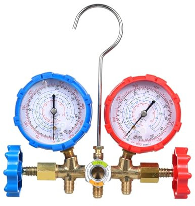 Professionelles AC-Verteiler-Messgerät-Set, R410A R22 R134a R32 Kältemittel-Ladeset, HVAC-Messgeräte und Schläuche für die Fahrzeugklimatisierung