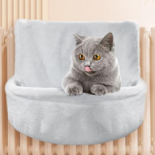 Lit de Radiateur pour Chat avec Cadre en Fer - Hamac Suspendu en Peluche Douce et Chaude pour Chats d'Intérieur - 46x26cm