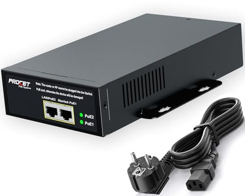 PROCET Starlink Gen 3 PoE Injektor 150W Gigabit Starlink Ethernet Adapter Gen 3 mit 6KV Blitzschutz, IEEE802.3AT LAN/PoE 2-in-1 Ausgang für Starlink V3, PT-PSE109GAT-160