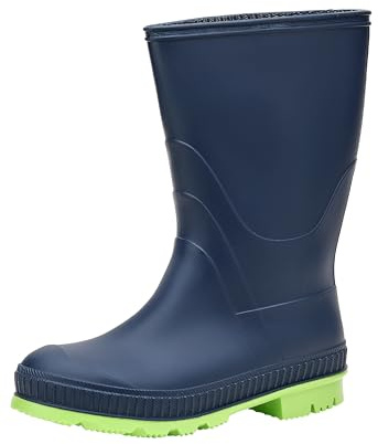 Realpaks – Stivali da donna in gomma impermeabile in PVC per esterni, giardino e cortile con robusta suola antiscivolo, ideali per pioggia, fango e tutte le stagioni, blu scuro e verde., 37 EU