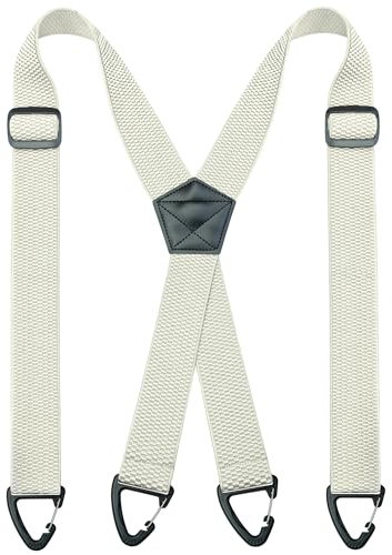 JEMYGINS Herren Outdoor Hosenträger X-Typ längenverstellbar mit Dreieckige Anti-Rutsch-Schnalle Ecru