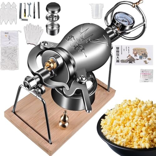 KYZTMHC Pentola a Pressione per Popcorn, Macchina per Popcorn Vintage, può preparare Popcorn e Riscaldare Il Cibo, con manometro di precisione e Base, per Feste di Famiglia(328ml)