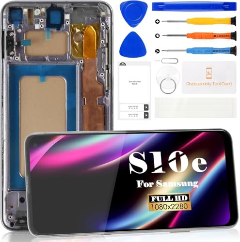 SRJTEK TFT pour Samsung Galaxy S10E LCD Samsung Galaxy S10E Remplacement d'Ecran pour SM-G970F SM-G970U SM-G970W Écran Tactile Numériseur Assemblée Kit de Réparation (avec Cadre, Noir)