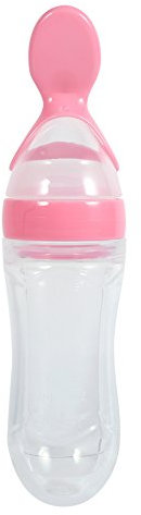 Babyflasche, 90 Ml Silikon -Babyflasche für Babypartyspiel Babyflasche mit Löffel für Baby Kleinkind Fütterung (PINK)