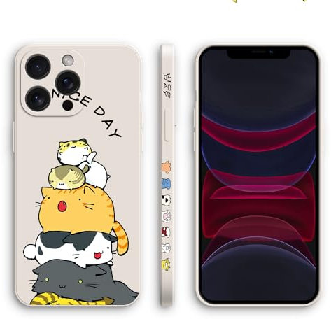 XINYEXIN Silicone Case for iPhone 11 Pro, Slim Shockproof Phone Cover with Cute Pattern, Non-Slip Protective - Kitten, White