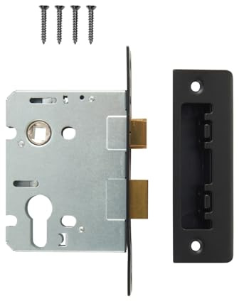 Valiant Euro Profile Mortice Door Lock – Secure Euro Cylinder Lock Case for Wooden Doors – Heavy-Duty Steel Construction – Easy to Install (Black - Boxed, 3 (76mm))