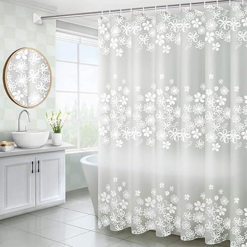 HUIBOHOU Shower Curtain, Mould Proof and Mildew Resistant Washable Bathroom Curtains, Shower Curtain for Bathroom, Bath Curtains with Hooks (flower, 180 * 180cm)